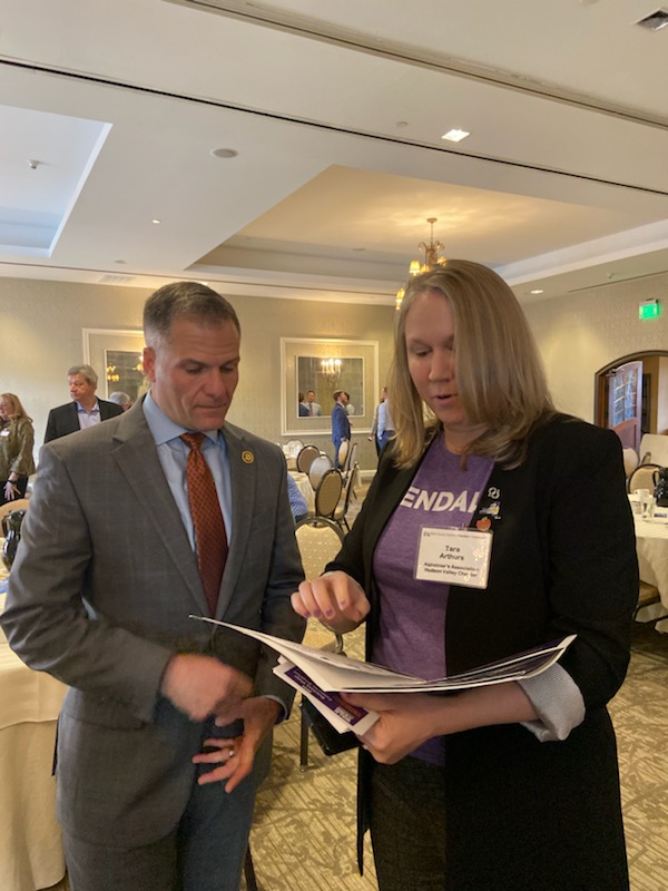 Thank you @RepMolinaroNY19 for talking to us today after the @UlsterChamber breakfast. We are 2 volunteers with the @alzassociation @ALZIMPACT hoping to get your support for the #BOLDReauthorizationAct & the #AADAPTAct. Thank you for co-sponsoring the #NAPAAct & #AlzInvestmentAct