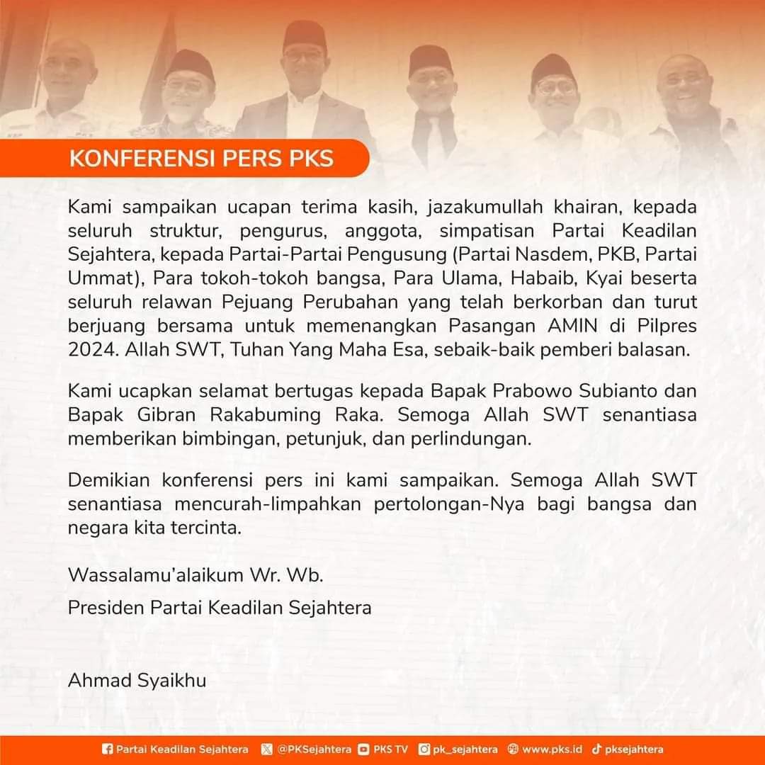 Sikap Partai Keadilan Sejahtera terhadap putusan Mahakamah Konstitusi.

#PKSpembelaRakyat #PKSMusiRawas #PKS