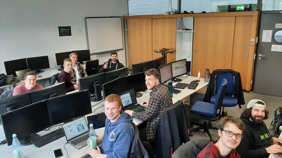 Working on the PCB.

Here you can see the schematic, software and testing team working.
#Mikroelektronik #Leistungselektronik <a href="/ElectronicsDrv/">E&D @ElectronicsAndDrives@mastodon.social</a>