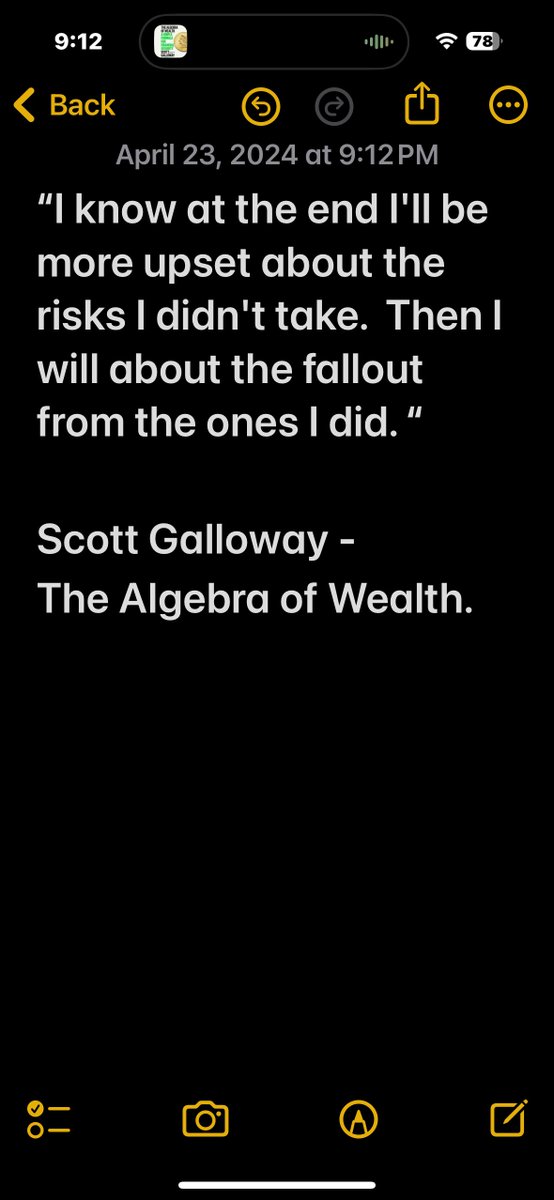 KellenRoland (@kellenroland) on Twitter photo “I know at the end I'll be more upset about the risks I didn't take. Then I will about the fallout from the ones I did. “
<a href="/profgalloway/">Scott Galloway</a> The Algebra of Wealth
If you keep your eyes and ears open, the universe will show you exactly what you need. I am 41 years old and have been “I know at the end I'll be more upset about the risks I didn't take. Then I will about the fallout from the ones I did. “
<a href="/profgalloway/">Scott Galloway</a> The Algebra of Wealth
If you keep your eyes and ears open, the universe will show you exactly what you need. I am 41 years old and have been