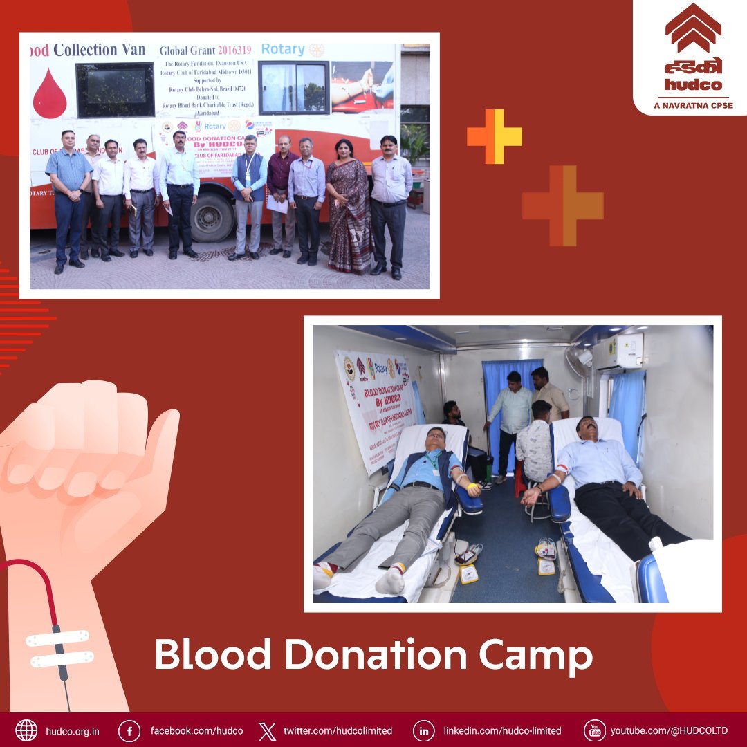 Spreading kindness, one drop at a time!

HUDCO hosted a Blood Donation Camp for all employees at India Habitat Centre, New Delhi, 24th April 2024. This noble initiative was part of our employees' volunteering program under #HUDCO CSR initiatives.

#BloodDonationCamp