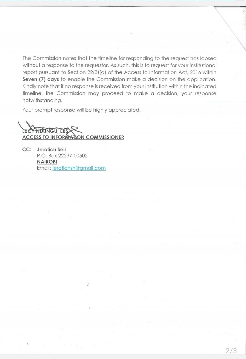 WaKenya: Article 35 of the COK (Access To Information) is a vital and powerful tool to demand accountability from the holders of the information. I am determined to obtain the requested information without ifs or buts from both Governor Sakaja (UDA) and County Assembly…