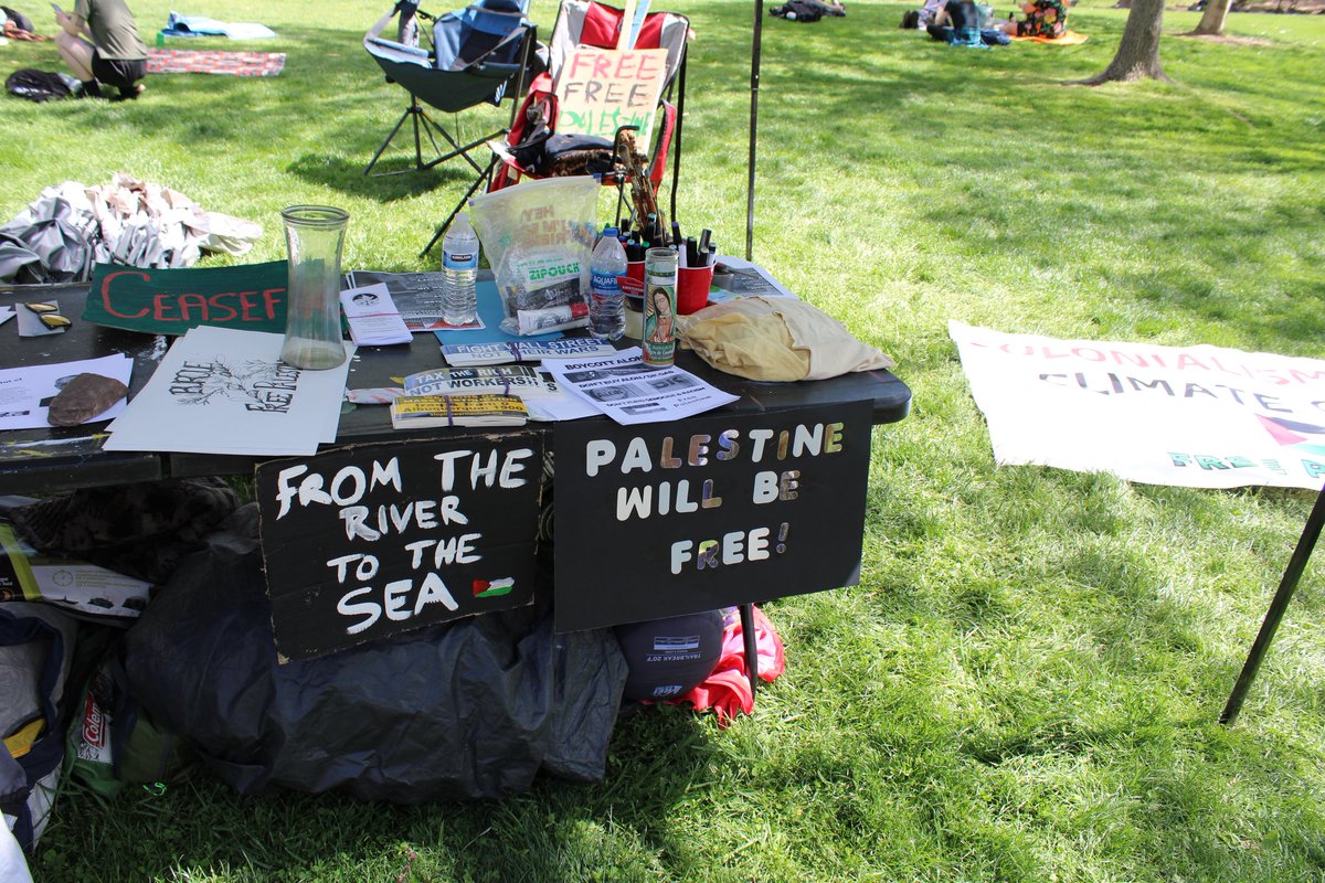The Palestine solidarity encampment at the University of New Mexico in Albuquerque continues! UNM must divest & oppose the genocide in Gaza!