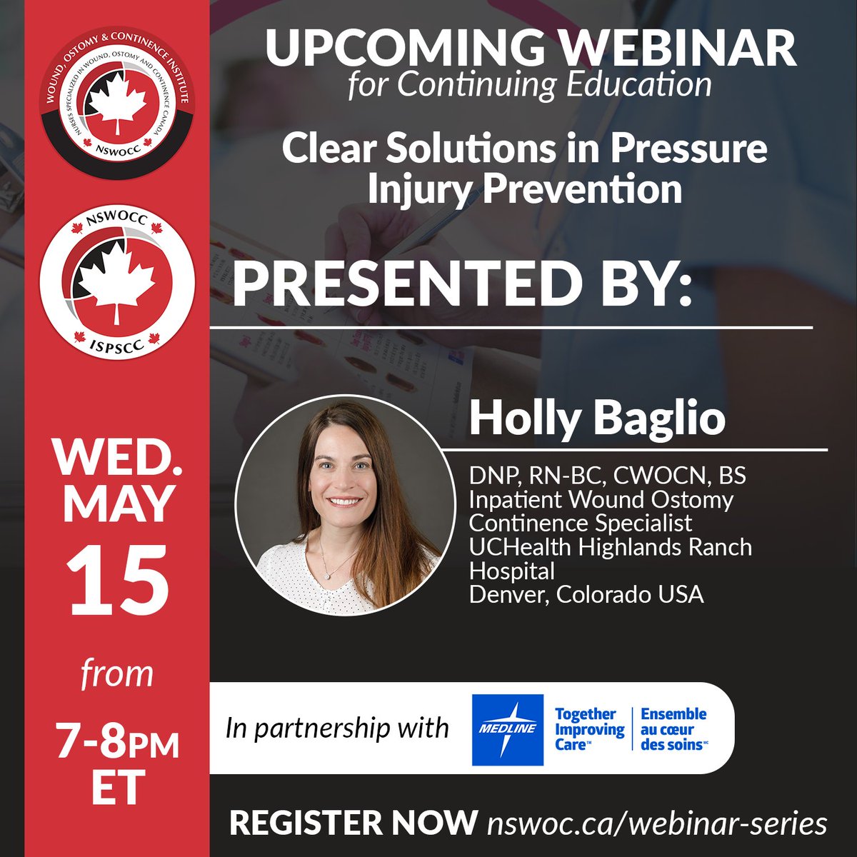 Only three weeks away! On May 15, get ready for the NSWOCC & WOC Institute Continuing Education Webinar: 'Clear Solutions in Pressure Injury Prevention'. 

We guarantee you won't want to miss it! Register now for FREE at 
us02web.zoom.us/webinar/regist…