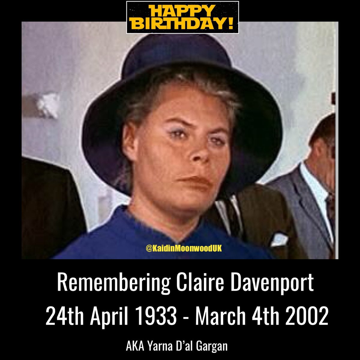 Remembering Claire Davenport aka Yarna D’al Gargan. 
24th April 1933 to 25th February 2002.
#StarWarsBirthday #ClaireDavenport #YarnaDalGargan #ReturnOfTheJedi #StarWars #AtOneWithTheForce
starwars.wikia.com/wiki/Claire_Da…