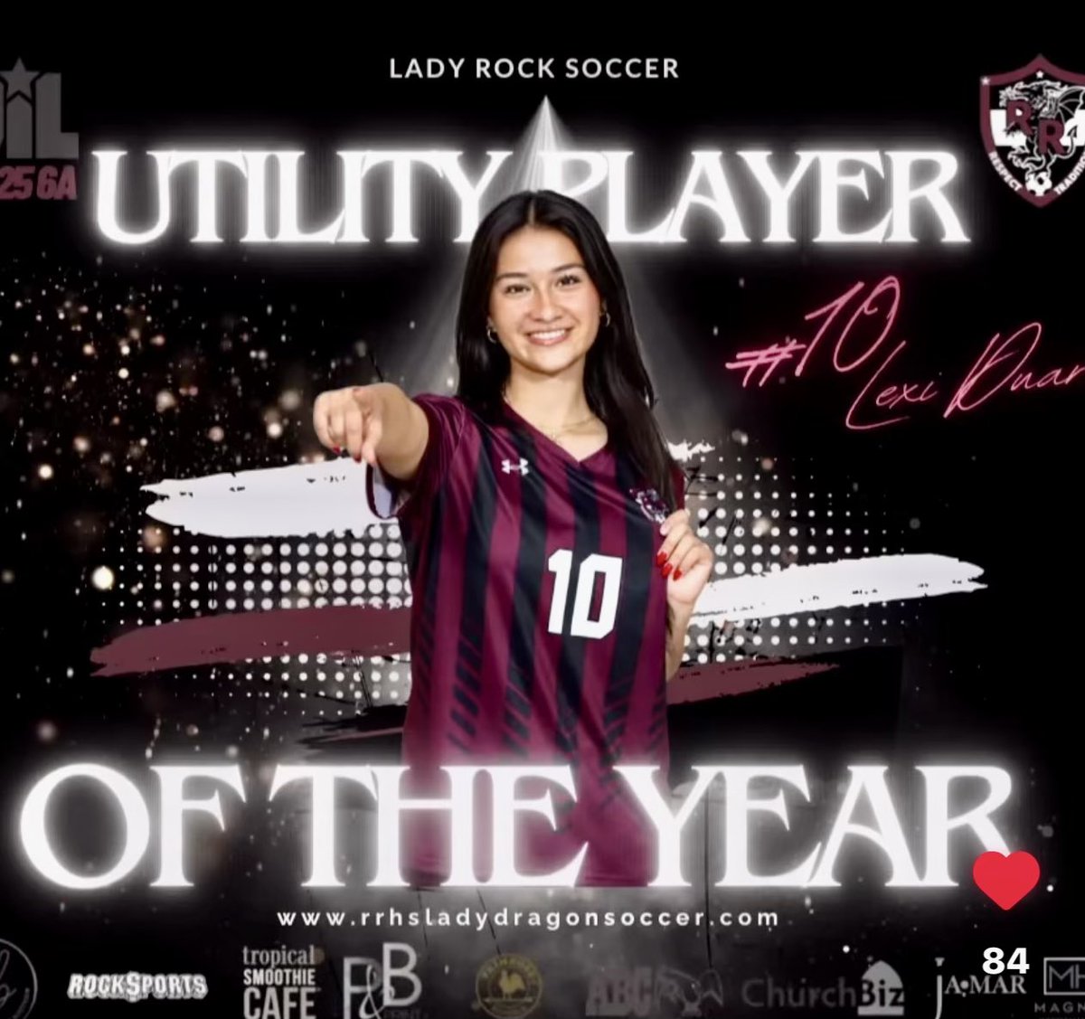 stingaustin06's tweet photo. Congratulations to @lexiduarte12 for being named Texas District 25-6A Utility Player of the Year for @RR_Girls_Soccer!!! #StingStrong @sting_austin @ImYouthSoccer @ImCollegeSoccer @EcnlTexas @tascosoccer @LethalSoccer @TopDrawerSoccer @travismclark https://t.co/skoLIfBPaZ