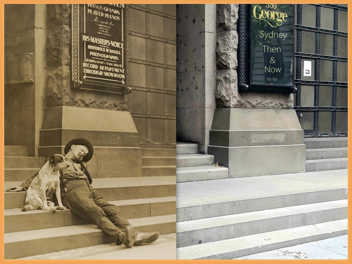 c1920/30s ~ 2024 Photograph of promotional material for HMV, Sydney. Location at 350 George Street, City. Images Goddard, C. J, Sidney Riley Studios and Walker Studios c/- @statelibrarynsw / K.Sundgren.