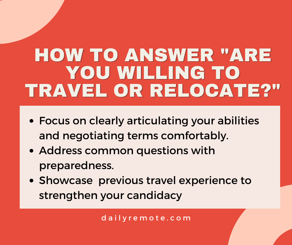daily_remote's tweet photo. How to answer the interview question " Are you willing to travel or relocate"?
https://t.co/djtdvf5qRF
#jobinterview #interviewtips #jobsearch #careeradvice #interviewquestions #travelforwork #relocation #willingtorelocate #jobopportunity #gethired https://t.co/De0MxPTgyZ