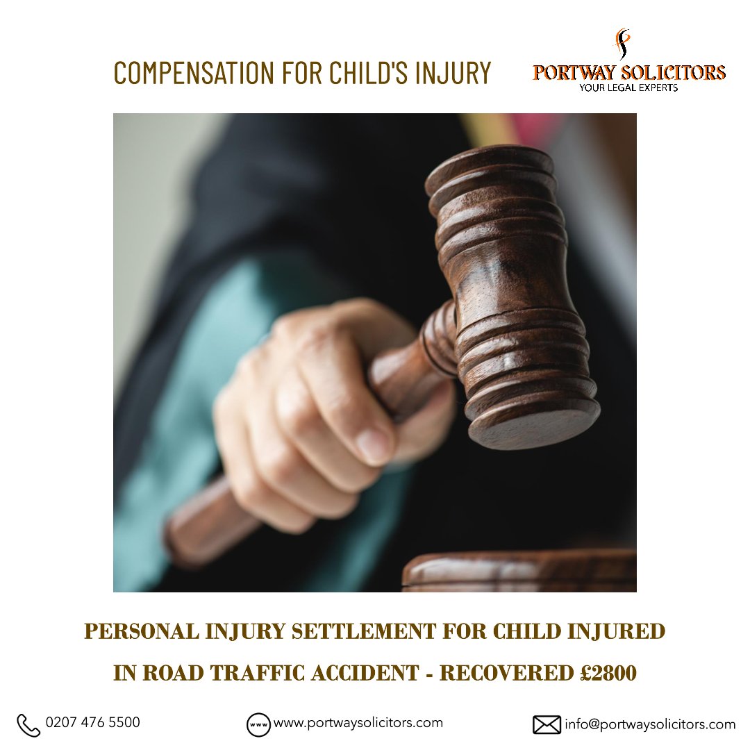 Secured £2800 in a personal injury settlement for a child injured in a road traffic accident. 🇬🇧⚖️

#LegalVictory #PersonalInjury #RoadTrafficAccident 
#ChildInjury #CompensationRecovered #LegalSuccess #portwaysolicitors #legalwin #legalexperts #lawyer #london #unitedkingdom