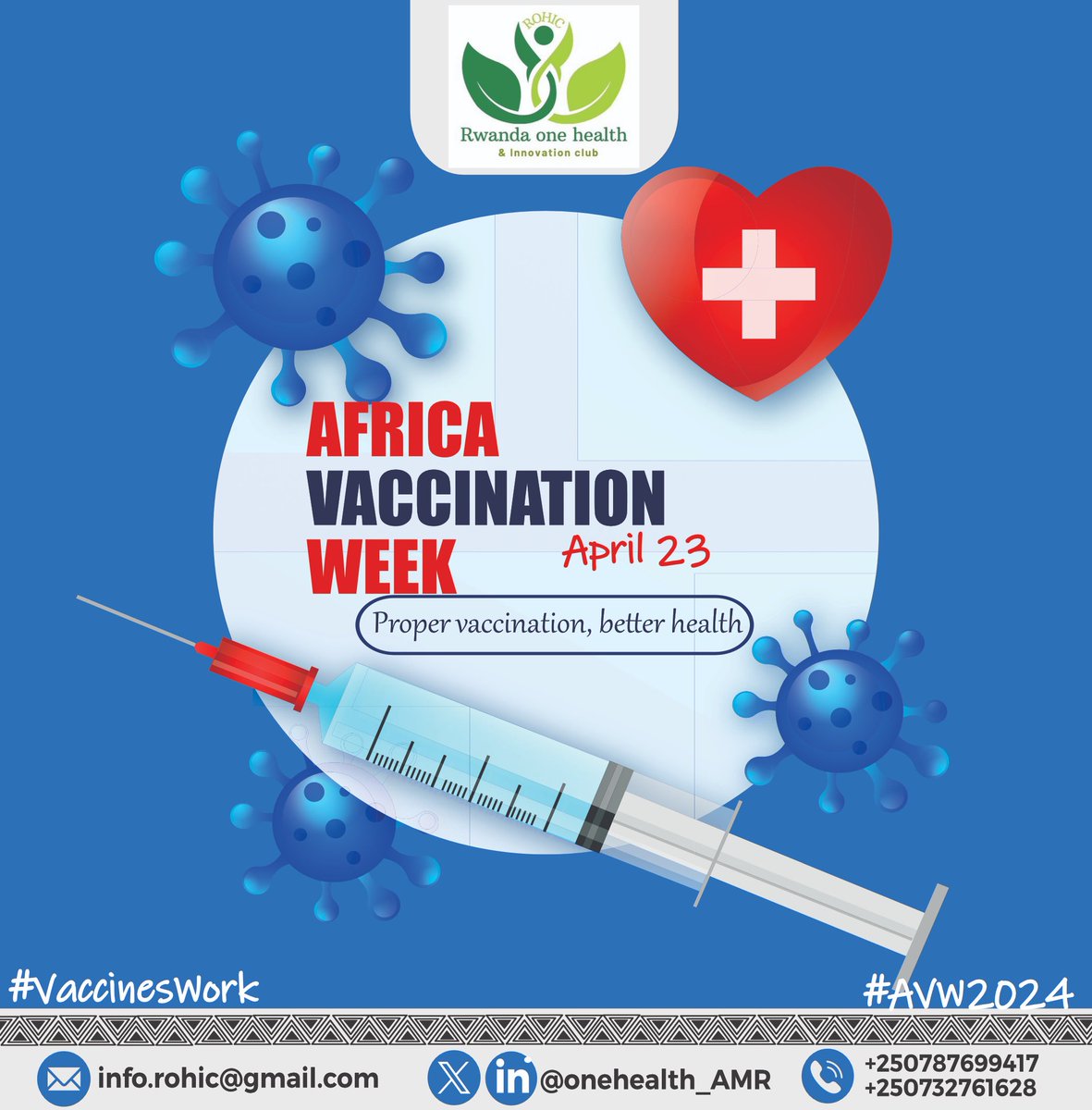 African Vaccination Week! They not only save lives and prevent diseases, but also help combat the threat of AMR. By reducing reliance on antibiotics, vaccines help preserve their effectiveness when they're truly needed. #VaccinesWork #AVW2024 #AntibioticResistance #Antibiotics