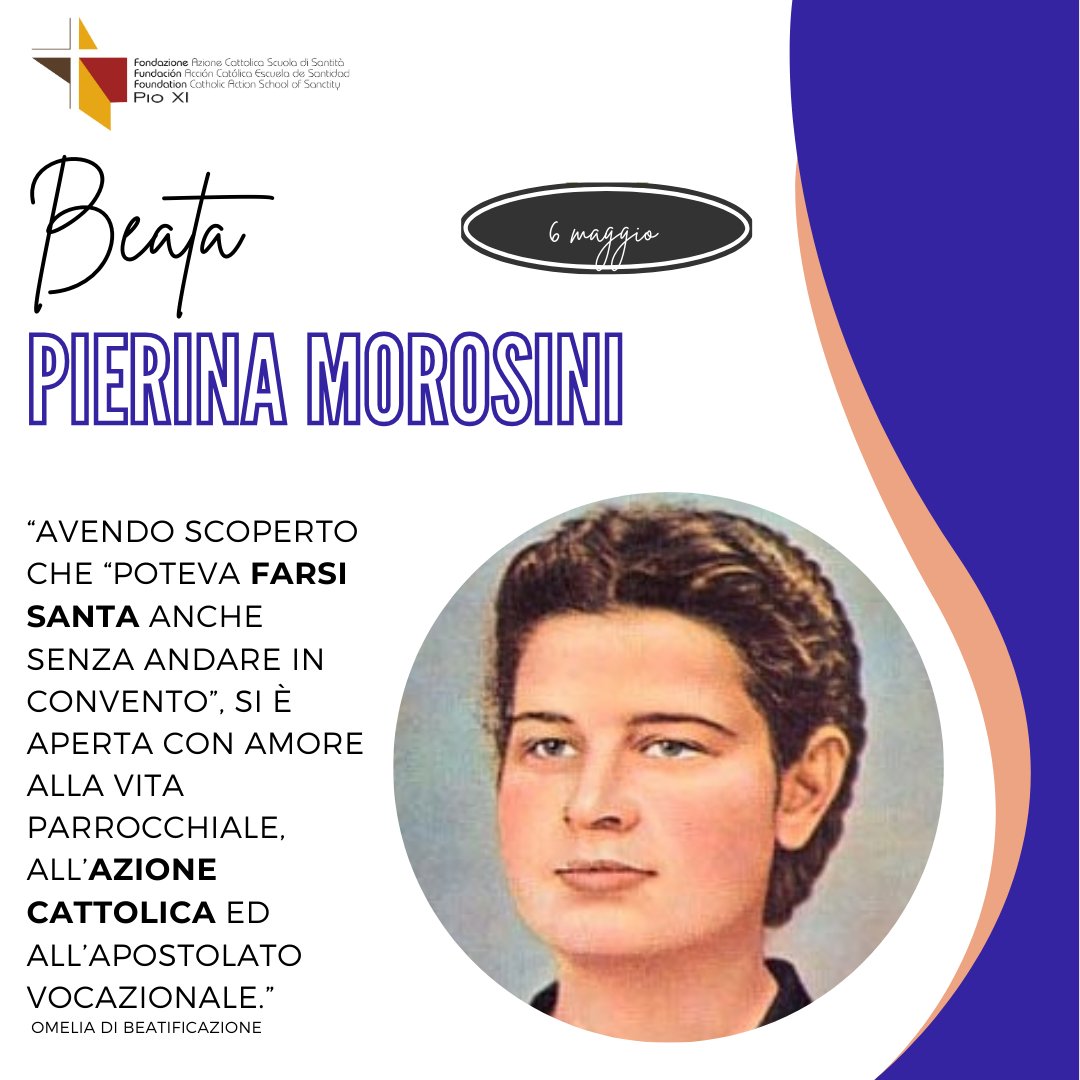 CA_Forum's tweet photo. Iscritta alla Gioventù Femminile di Azione Cattolica fin da beniamina, ne diviene aspirante e poi socia.
#Beata #PierinaMorosini #TestimoniAc #ACscuoladisantita https://t.co/bTq6bosrVL