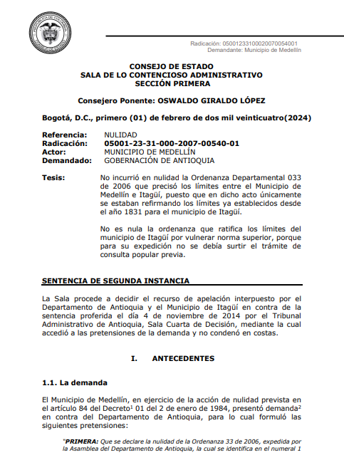 articulo20's tweet photo. SENTENCIA RECOMENDADA 🗣
#Contencioso #Construcción #EntesTerritoriales
@consejodeestado niega pretensión de nulidad de Ordenanza que fija límites entre Itagüí y Medellín
RAD: 00540-01 https://t.co/5vnKm0NjiP