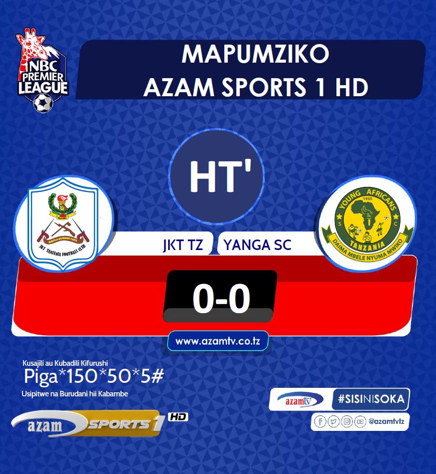 #NBCPL Mbungi inapigika…..

HT: JKT Tanzania 0-0 Yanga SC

LIVE #AzamSports1HD

#NBCPremierLeague #LigiKuuYaNBC #NBCPL #NBCPLUpdates #SokaLetuBambam #SokaLetuDamdam #JKTTanzania #YangaSC #JKTYanga