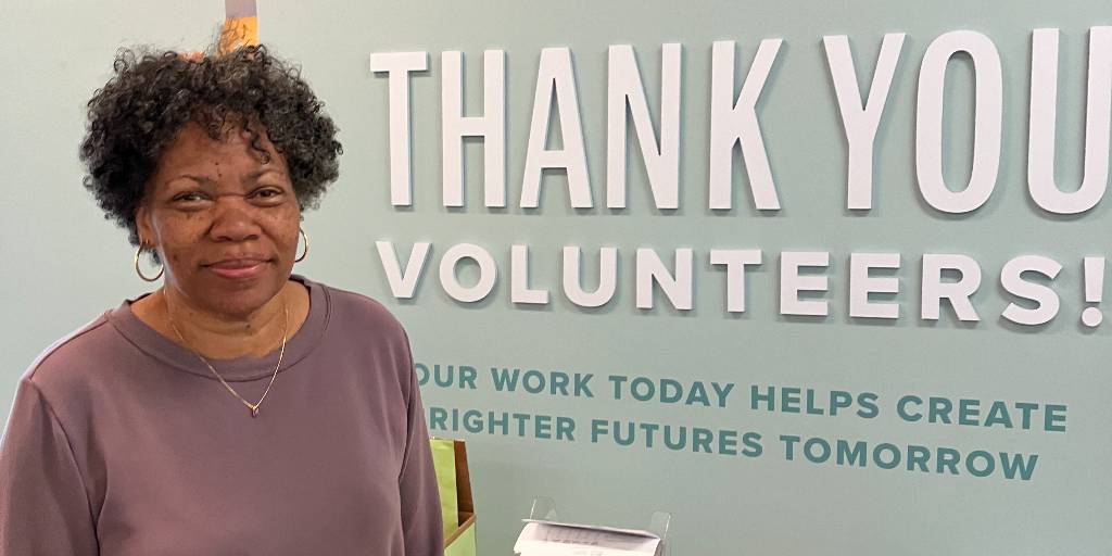 On Wednesdays, Sharon comes to the Capital Area Food Bank to donate her time packing food boxes for seniors. 'I feel like I'm helping the community,' Sharon says, adding she's spotted the boxes at local senior centers & thought, 'Did I pack that one?' #nationalvolunteerweek