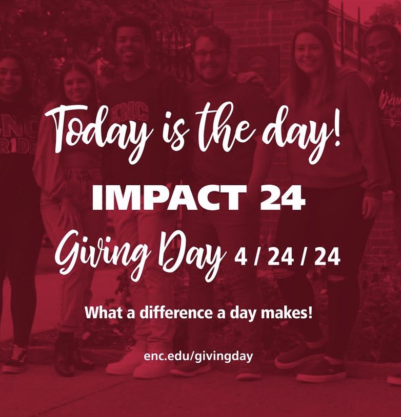 MAKE AN IMPACT TODAY!

No matter how big or small, your gift will have a lasting IMPACT today and for the future of ENC. 

IMPACT our students by supporting them with prayers and gifts.
Don't wait...Make your IMPACT now! 

Give online at enc.edu/givingday
