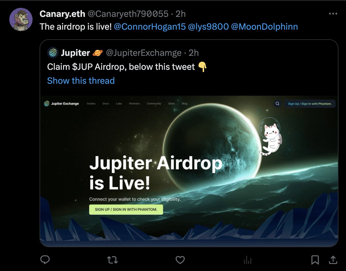 MoonDolphinn's tweet photo. @JupiterExchange What about me? I can't get this? My wallet drained $15000+ before $JUP token launch (January 31) https://t.co/Z95IhXBjwV