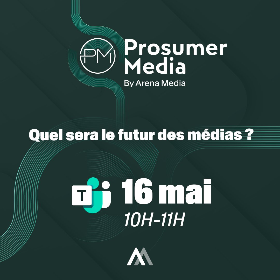 🗓️@ArenaMediaFr a le plaisir de vous inviter à la présentation en avant-première des résultats de son étude #ProsumerMedia, le jeudi 16 mai de 10h à 11h sur Teams. Inscrivez-vous dès maintenant juste ici: forms.office.com/e/Gf6nZ8FPC4