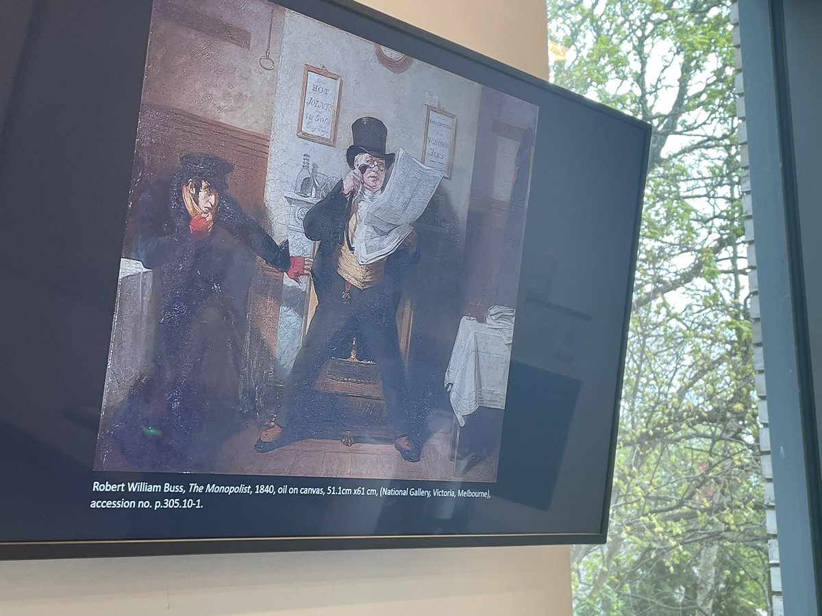 DurhamCNCS's tweet image. Ben Thompson is teasing out the connections between Buss's painting The Monopolist and #Dickens