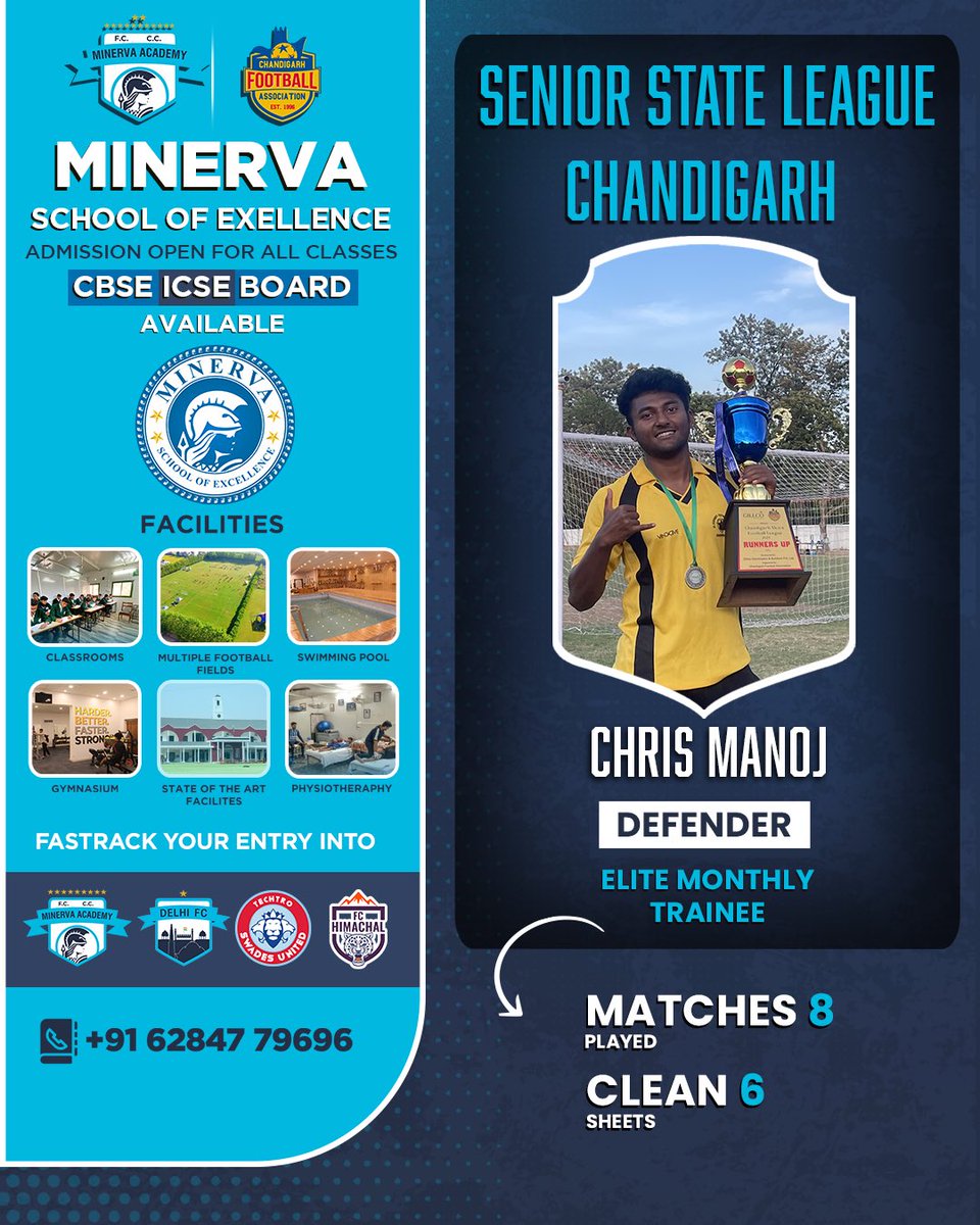 We would like to congratulate our camper Chris Manoj for being the runner up at Senior State League Chandigarh.🤩✨ 📝 Register now 🗓️ 15th May, 15th June, and 15th July 2024 ℹ Hurry up & call +91-6284779696 to register now!!! Limited seats! #Warriors #MAFC #IndianFootball