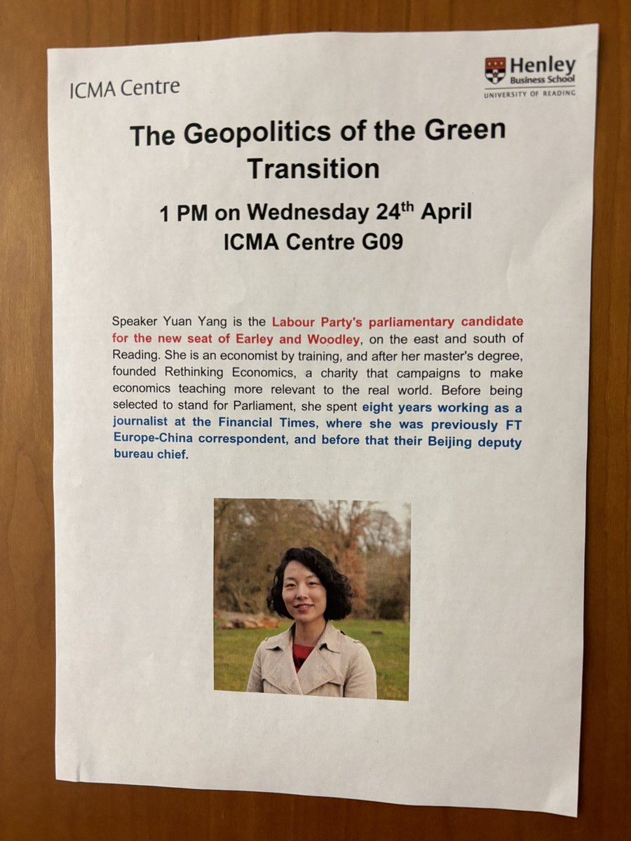 Thanks to @UniofReading for having me to speak to @HenleyBSchool @icmacentre graduate students this afternoon about a fascinating and also vitally important topic for our futures - the geopolitics of the green transition 🌍🌱
