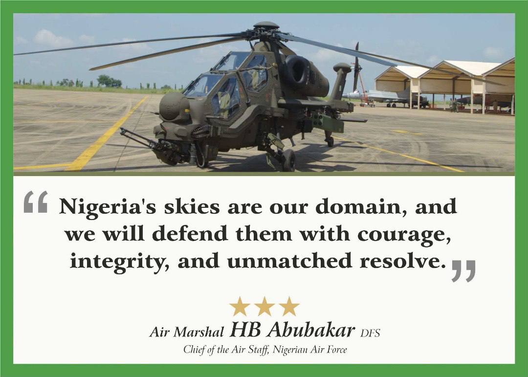 Nijerya Hava Kuvvetleri T129 Atak helikopterli bir paylaşım yaptı.

'Nijerya'nın gökleri bizim alanımızdır ve onu cesaretle ve eşsiz kararlılıkla savunacağız.