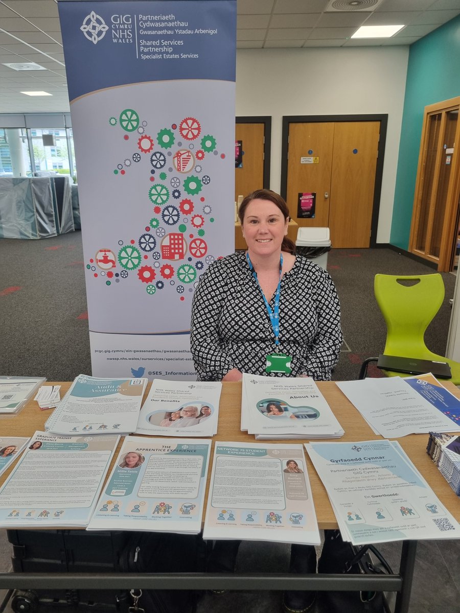 SES_Information's tweet photo. Sian Cornwell-Shaw is at the Coleg y Cymoedd Futurefest Careers Event today at their Nantgarw base. She is promoting careers in NWSSP, SES and her professional institution @RICSnews as one of their STEM Ambassadors. #STEM #RICS #colegycymoedd #FutureFest #NWSSP #SES https://t.co/PAP7LLRUua