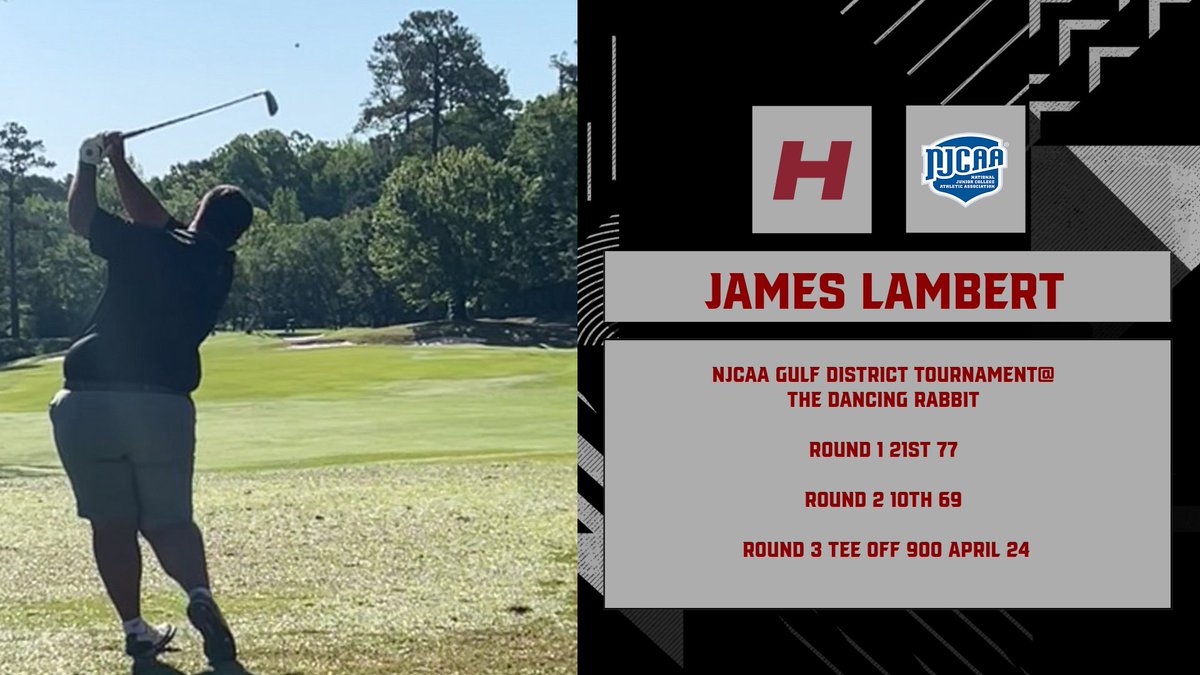 James Lambert is sitting in 10th place going into the final round of the NJCAA Gulf District Championship with a score of 146 (+3) overall!