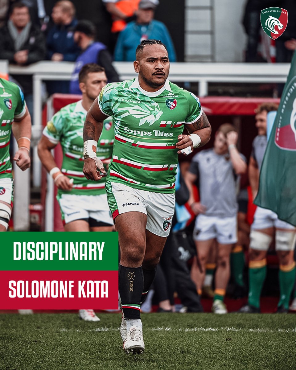 🐯 Disciplinary outcome: Solomone Kata ℹ️ leicestertigers.com/news/disciplin…