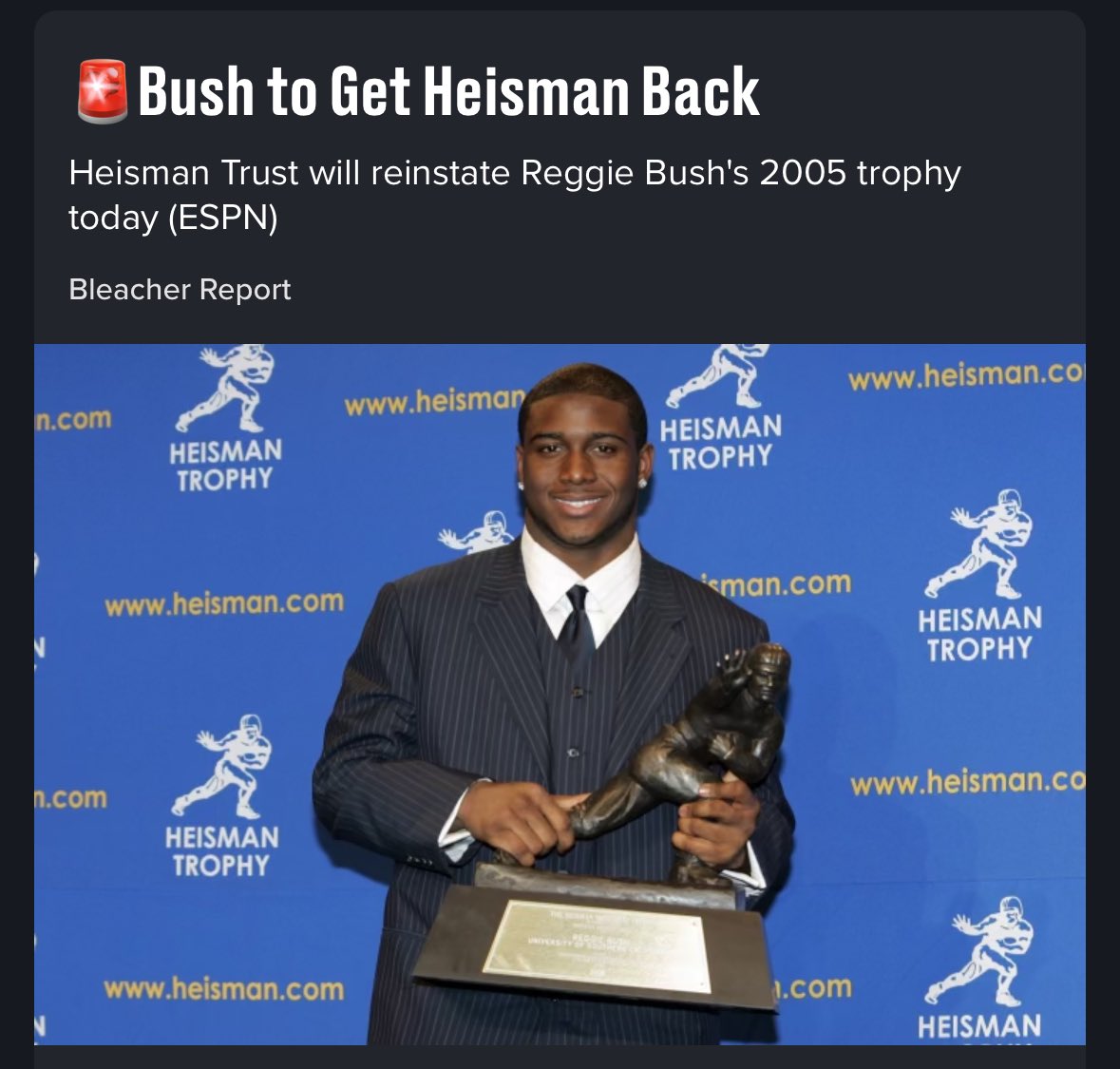 FINALLY! Congrats to the best college football player of all time! @ReggieBush @uscfb #FIGHTON #USCTROJANS @USC_Athletics