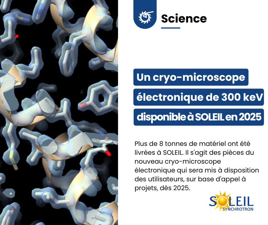 #Actu | #cryomicroscopie 🔬 « Un cryo-microscope électronique de 300 keV disponible à SOLEIL en 2025 » @PROXIMA_1 @Proxima2A @Heliobio_SOLEIL @thermofisher @UnivParisSaclay Lire l'actu 👉synchrotron-soleil.fr/fr/actualites/…
