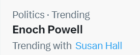 Susan Hall is trending today. But not for a good reason. Last year we exposed Susan Hall for liking posts supporting infamous, racist politician Enoch Powell on social media.