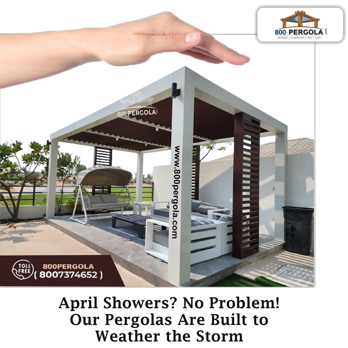 🌧️Worried about April showers ruining your #outdoor plans? Don't fret! Our #pergolas are built to weather the storm & keep you covered rain or shine!
Key Points:
✅ #DurableConstruction
✅ #Waterproof Features
✅ #YearRound Enjoyment
✅ #CustomizableDesigns

Call +971 55 380 5148