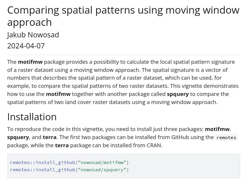 jakub_nowosad's tweet photo. 🌳 The motifmw package calculates local spatial pattern signatures of raster datasets with a moving window approach.🌳 

Usage: comparing changes or extracting the signatures for further analysis, e.g., machine learning.

https://t.co/rC2FZ94swz

#rstats #rspatial #spatialecology https://t.co/MTN1nR1eiB