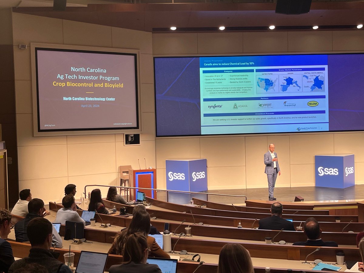 Ceradis's tweet photo. At the North Carolina Ag Tech Investor Forum in Raleigh this week, Ceradis CEO Willem-Jan Meulemeesters provided attendees with insights into company's global agriculture technology platform. https://t.co/9dmGDQWEaQ