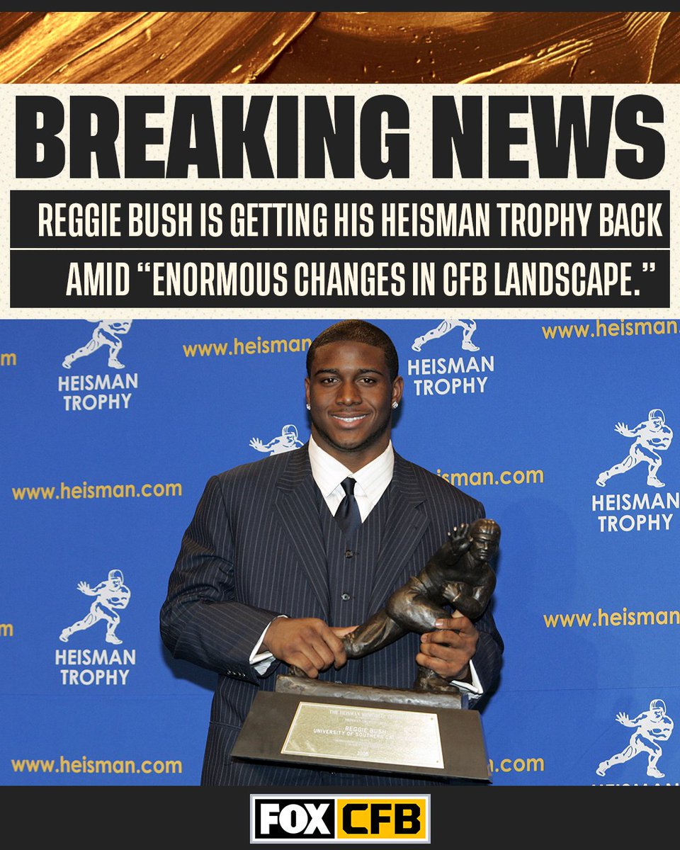 The USC RB will get his 2005 Heisman back after forfeiting the trophy in 2010 due to NCAA sanctions 👏