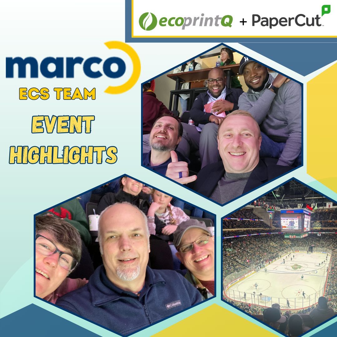 ecoprintQ's Ross Wood and Jimmy Binarao had an amazing time with our friends at #MarcoECS celebrating their success with #PaperCut Solutions in Downtown St. Paul, Minnesota last week!   

Keep up the good work & Keep up with #ecoprintQ!

Schedule a Demo: 

buff.ly/43CT6pP