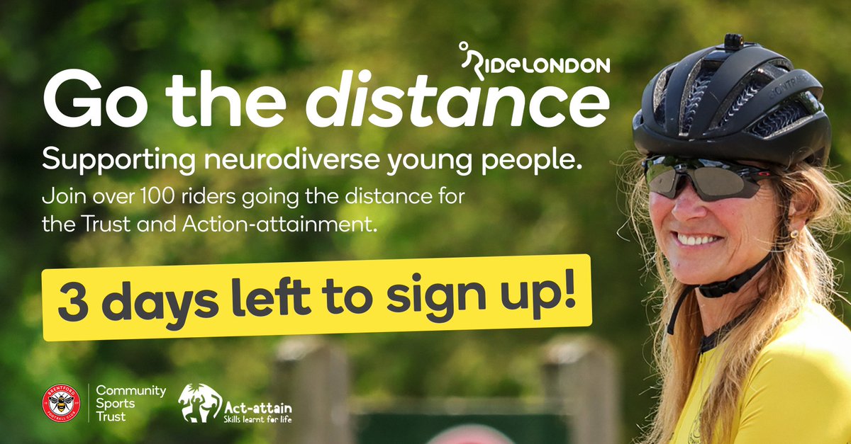 We are calling on fundraisers to saddle up and join over 100 riders taking part in @RideLondon in support of the Trust and Action Attainment 🚴 Funds raised will help to support neurodiverse young people and adults 🐝 Join the team here: bit.ly/49PHTnp