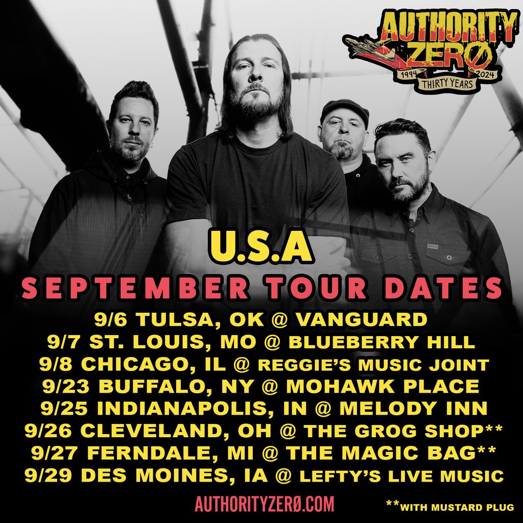 AuthorityZero's tweet photo. ‼️ September Tour Dates Incoming ‼️
We're hitting up the Midwest and even more this September #ZeroCrew
🎟️ Tix available now at https://t.co/0dPcAnRvkQ https://t.co/AklPLvmIK9