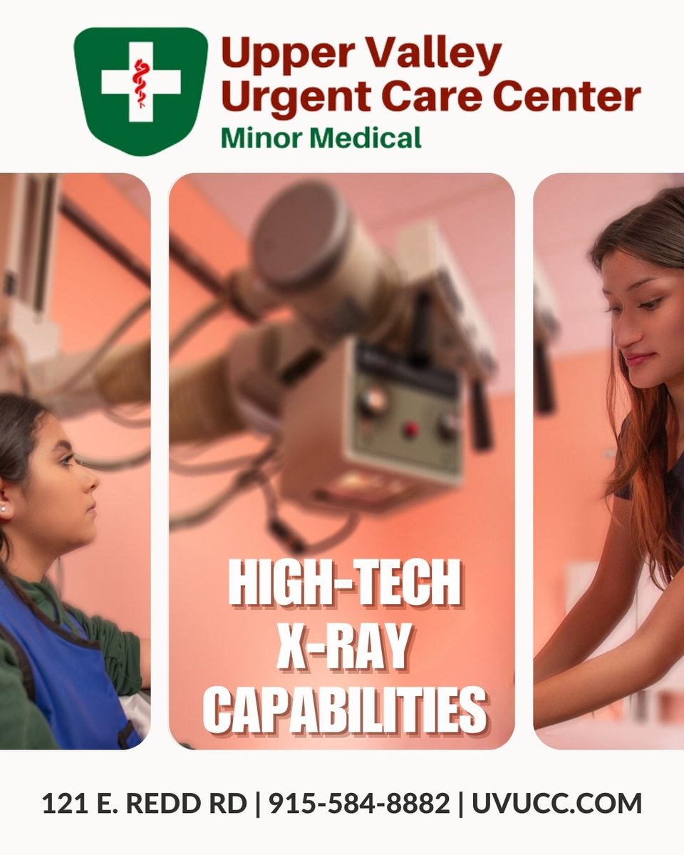 UVUCC121's tweet photo. With our state-of-the-art equipment, we provide fast and accurate imaging services—all in-house. 👨‍⚕️🩺👩‍⚕️

Upper Valley Urgent Care Center at 121 E. Redd Rd., 📲 915-584-8882, https://t.co/EMUgrWWy37

#eptx #healthcare #urgentcare #medical #doctor https://t.co/fxOuXBlgzG