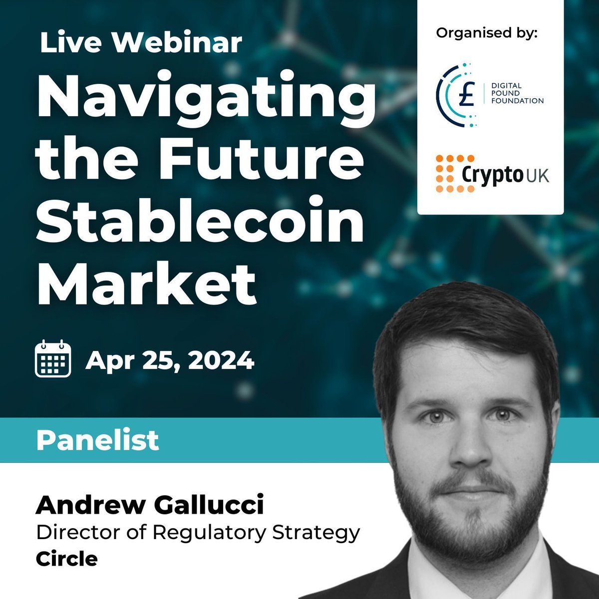 Tomorrow, Andrew Gallucci (@circle) will be joining us as a panellist for our live webinar 'Navigating the Future Stablecoin Market'. Reserve your FREE place today 👉 buff.ly/3VRhjqI ... #Webinar #Fintech #DigitalPound #Stablecoin #Blockchain #Crypto