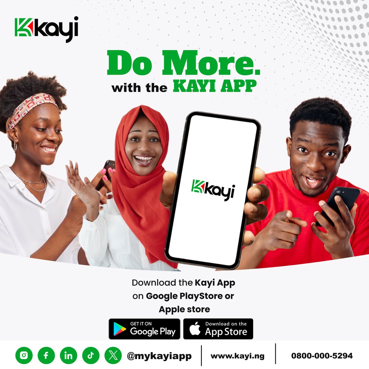 Young, vibrant, and ready to redefine finance! MyKayiApp is your ticket to a digital world of possibilities. Download now on Google Store or Apple Store. Let's revolutionize banking together! 

#MyKayiApp #NowLive #Kayiway #DownloadNow #Bankingwithoutlimits #downloadmykayiapp