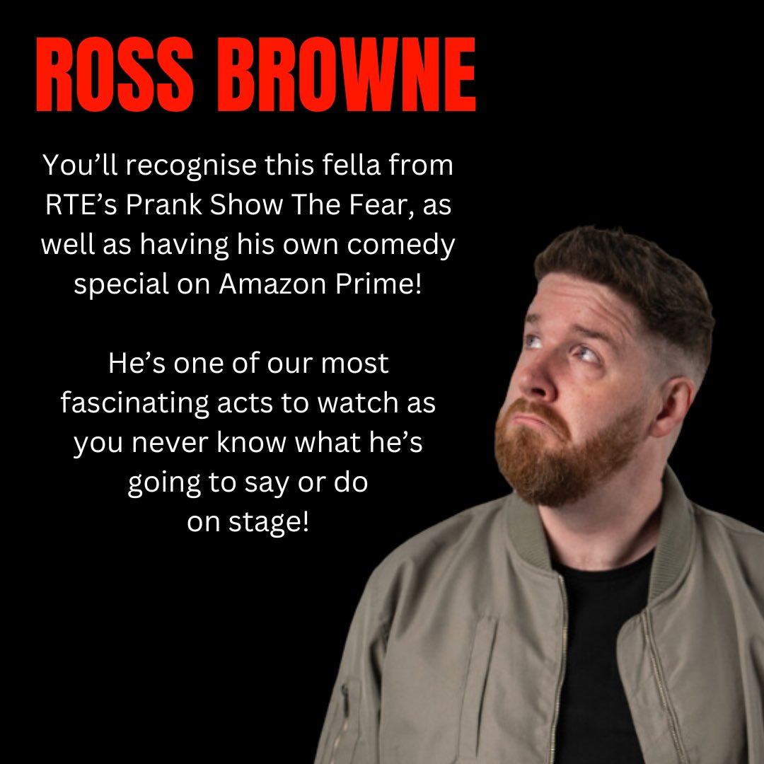 Your headliner this weekend is… ROSS BROWNE 🤩 Ross travels up from Cork this weekend especially for these gigs! He’s as mad as a brush and god only knows what he’ll say or do on stage…. And that’s what we love about him 😂 Friday is nearly sold out already!