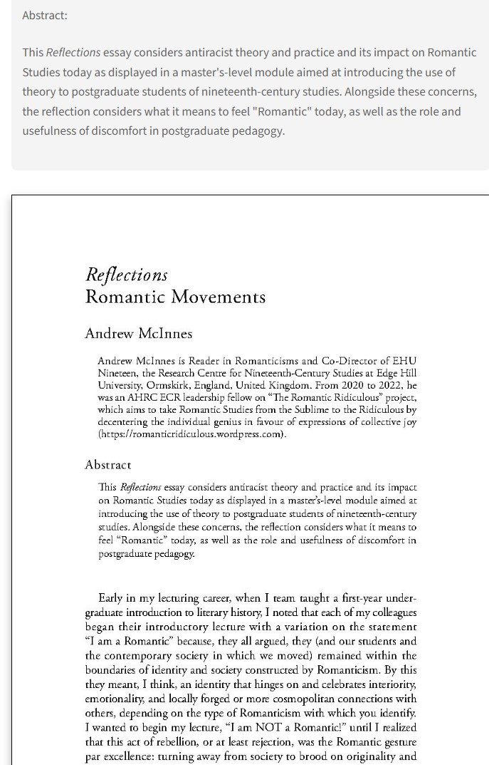 A third excellent Reflections essay on pedagogy in the new ECF issue:
'Romantic Movements,' by Andrew McInnes
muse.jhu.edu/pub/50/article…
ECF 36.2, April 2024, pp. 329-336
#18thCentury #19thCentury #Romanticism
Read ECF @ProjectMUSE !