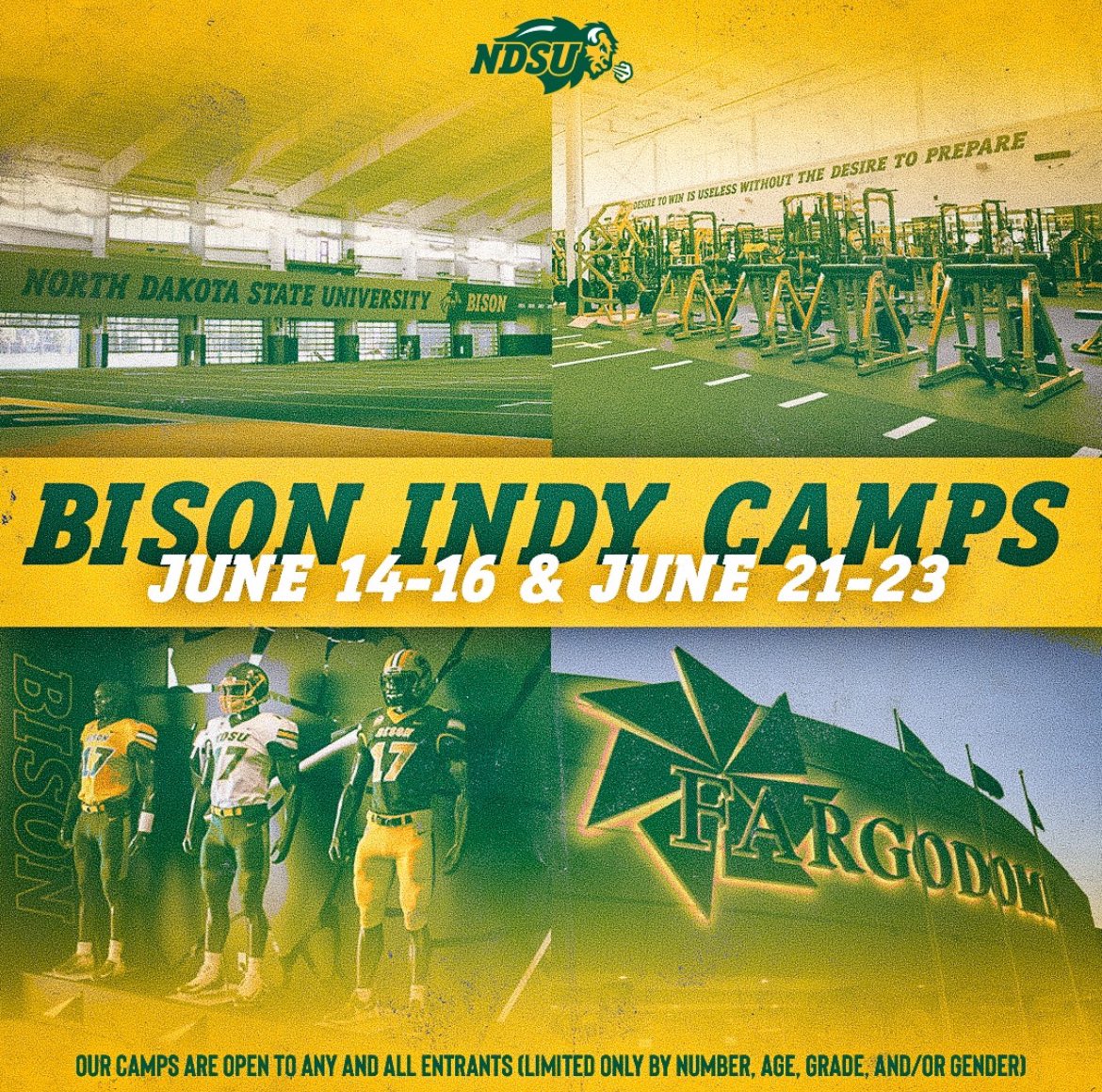 Thank you @DavidWienke15 for the invite!! Can’t wait to come compete at NDSU!!🟡🟢 @PrepRedzoneWI @MJ_NFLDraft @OLMafia @HUHS_Football