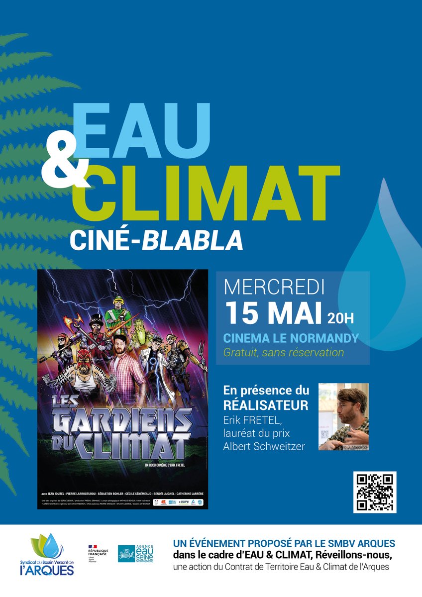 #sortie. Rendez-vous le mercredi 15 mai, au cinéma de Neufchâtel-en-Bray, pour une projection gratuite, en présence du réalisateur Erik Fretel, proposée dans le cadre de notre événement Eau &amp; Climat, réveillons-nous. 
#film #projection #eauetclimat #paysdebray