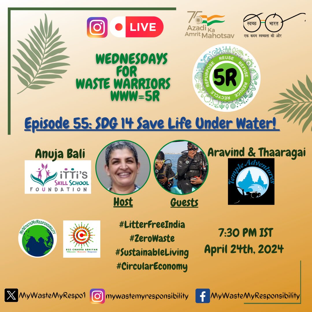MyWasteMyResponsibility (@mywastemyrespo1) on Twitter photo Episode 55
Wednesdays for Waste Warriors WWW=5R
Dont miss today’s conversation with the most amazing father daughter duo committed to cleaning the ocean litter. Join us live at 7:30pm IST
instagram.com/mywastemyrespo… <a href="/anujabali/">anuja bali</a> <a href="/IttiSkillSchool/">IttiSkillSchoolFoundation</a> <a href="/brkfreeplastic/">#BreakFreeFromPlastic</a> <a href="/TheOceanCleanup/">The Ocean Cleanup</a> Episode 55
Wednesdays for Waste Warriors WWW=5R
Dont miss today’s conversation with the most amazing father daughter duo committed to cleaning the ocean litter. Join us live at 7:30pm IST
instagram.com/mywastemyrespo… <a href="/anujabali/">anuja bali</a> <a href="/IttiSkillSchool/">IttiSkillSchoolFoundation</a> <a href="/brkfreeplastic/">#BreakFreeFromPlastic</a> <a href="/TheOceanCleanup/">The Ocean Cleanup</a>