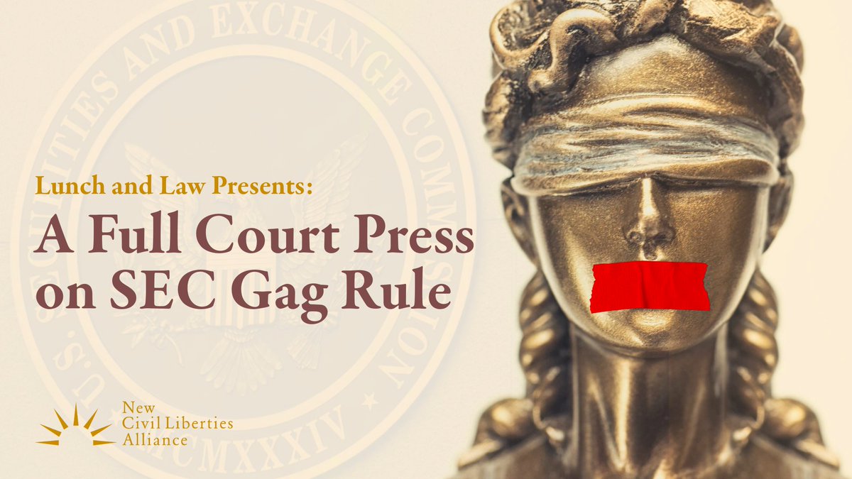 Don't miss NCLA's Lunch and Law happening TODAY at 12PM ET! Join us to hear directly from individuals who have been unlawfully silenced by the SEC. Register here: eventbrite.com/e/a-full-court…