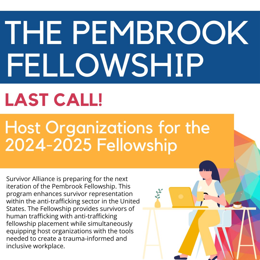 🚨 Last call! Host Applications for the Pembrook Fellowship are closing soon, so if your organization is interested in amplifying survivor leader representation in the sector, this is the program for you Apply here: lnkd.in/eMH3cgru #Fellowship #Host #Organization #NGO