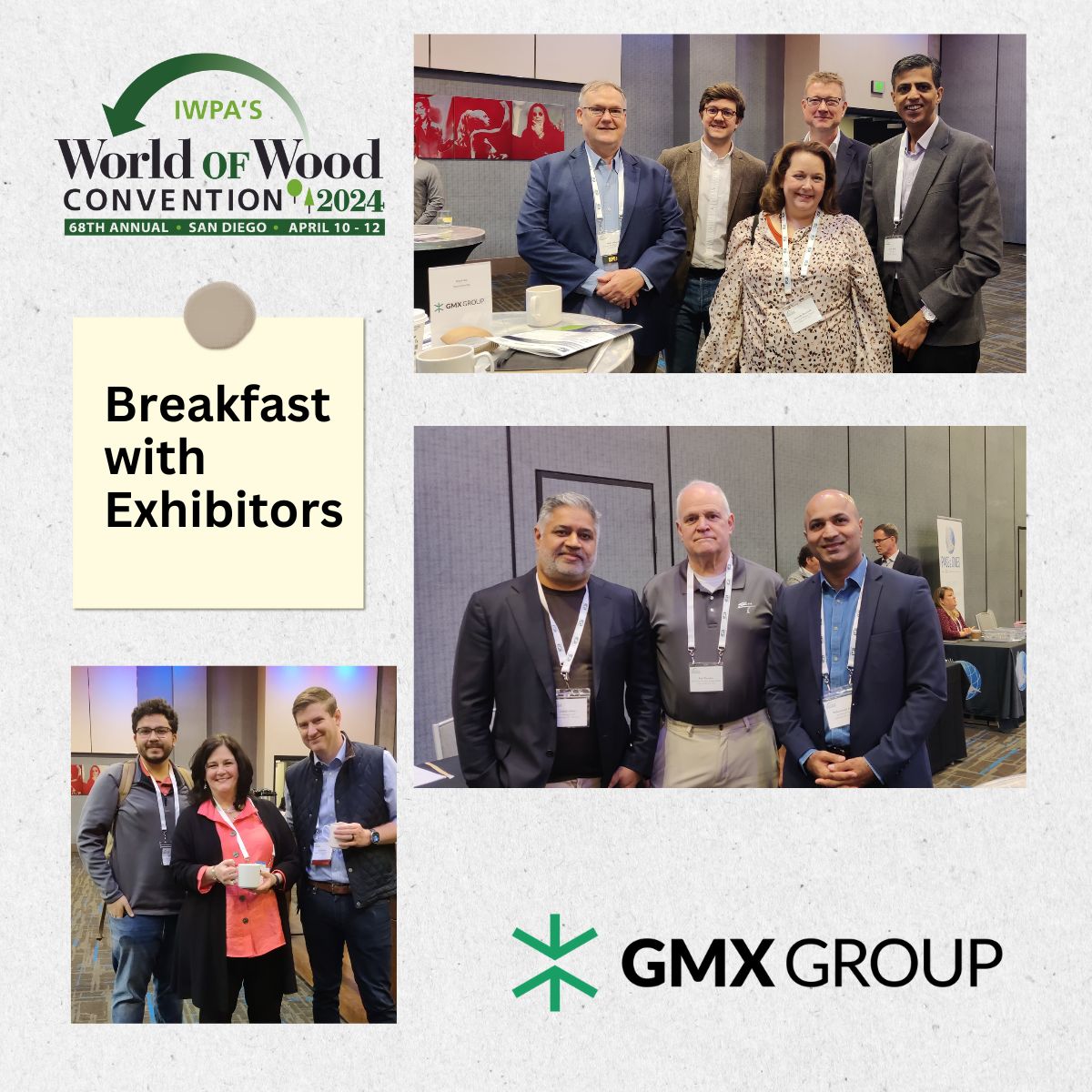 As we all start the day, it reminds us to share some more breakfast photos from the exhibit hall at World of Wood. Thank you sponsor GMX Group.