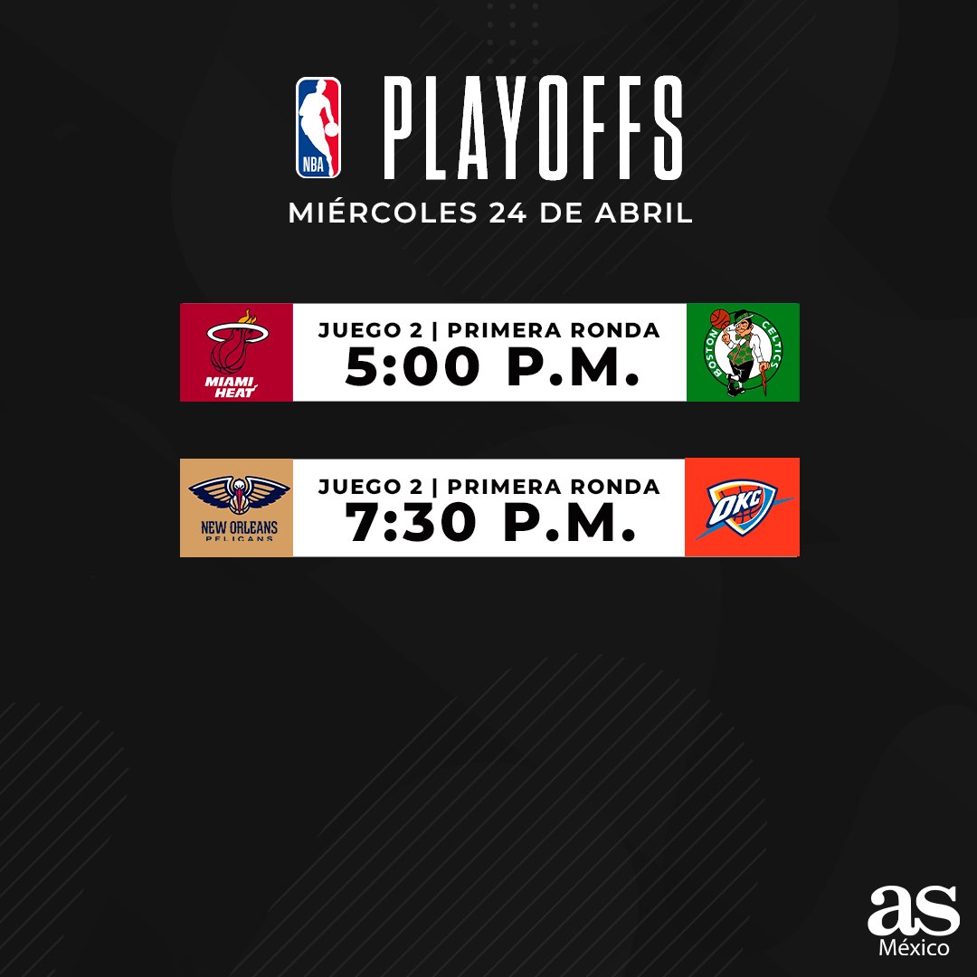 📌📅 ¡Más #NBA y más playoffs! #HeatCulture visitando TD Garden para el Juego 2 en el Este ante #DifferentHere Mientras que #OneNOLA de Trey Murphy quieren empatar la serie ante Oklahoma Thunder ⚡️